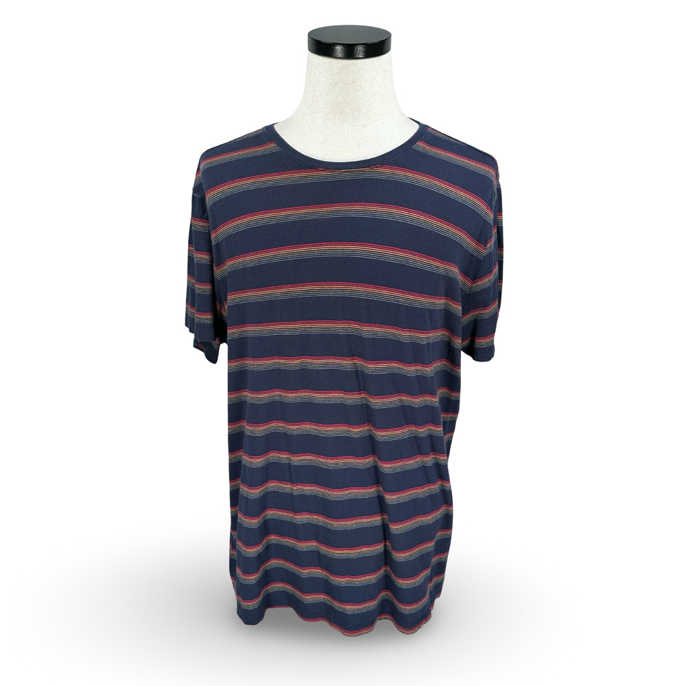 Marine Layer T-Shirt Mens Large Blue Red Striped Cotton Crew Neck Short Sleeve